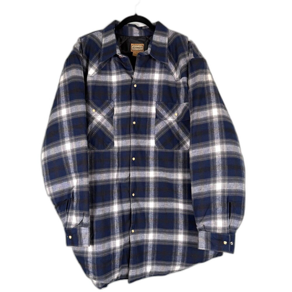Schmidt Workwear Jacket Mens 3XL Plaid Flannel Lined Snap Front Heavy